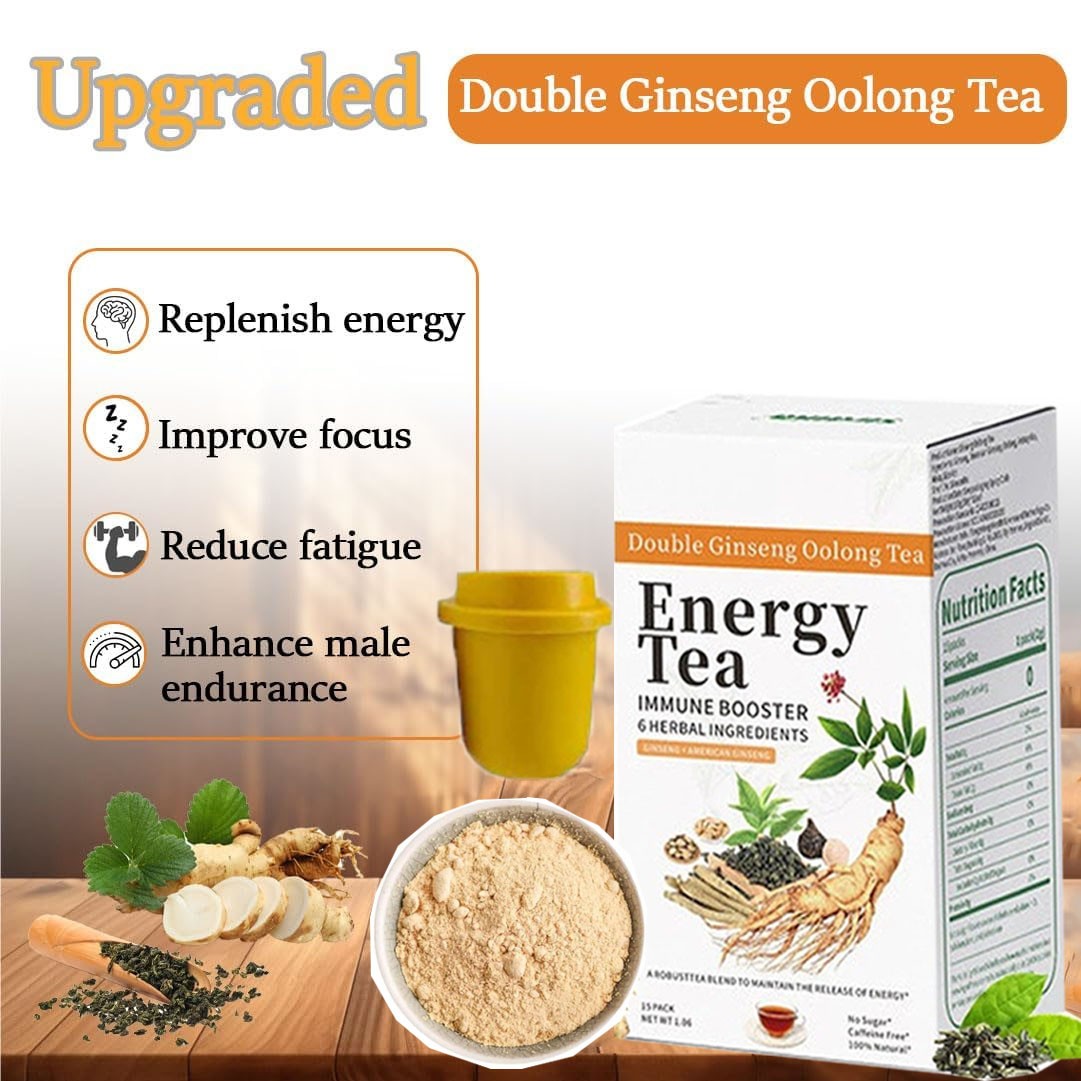 Energy Tea Immune Booster Ginseng Oolong Tea, Kidney Liver Tea For Women & Men
