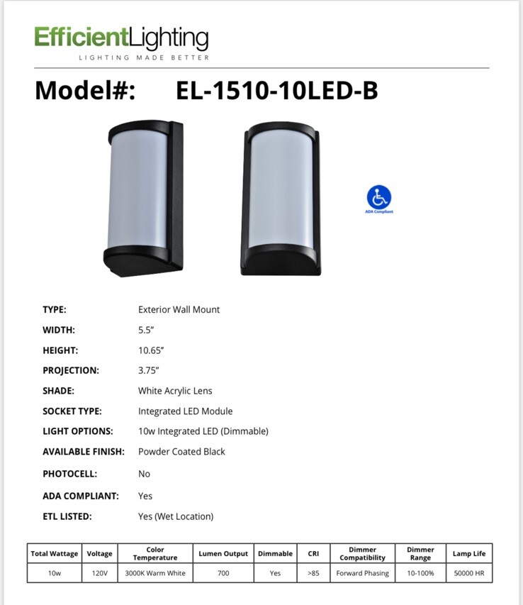 Efficient Lighting Exterior Wall Mount Wall Pack Lighting Fixture