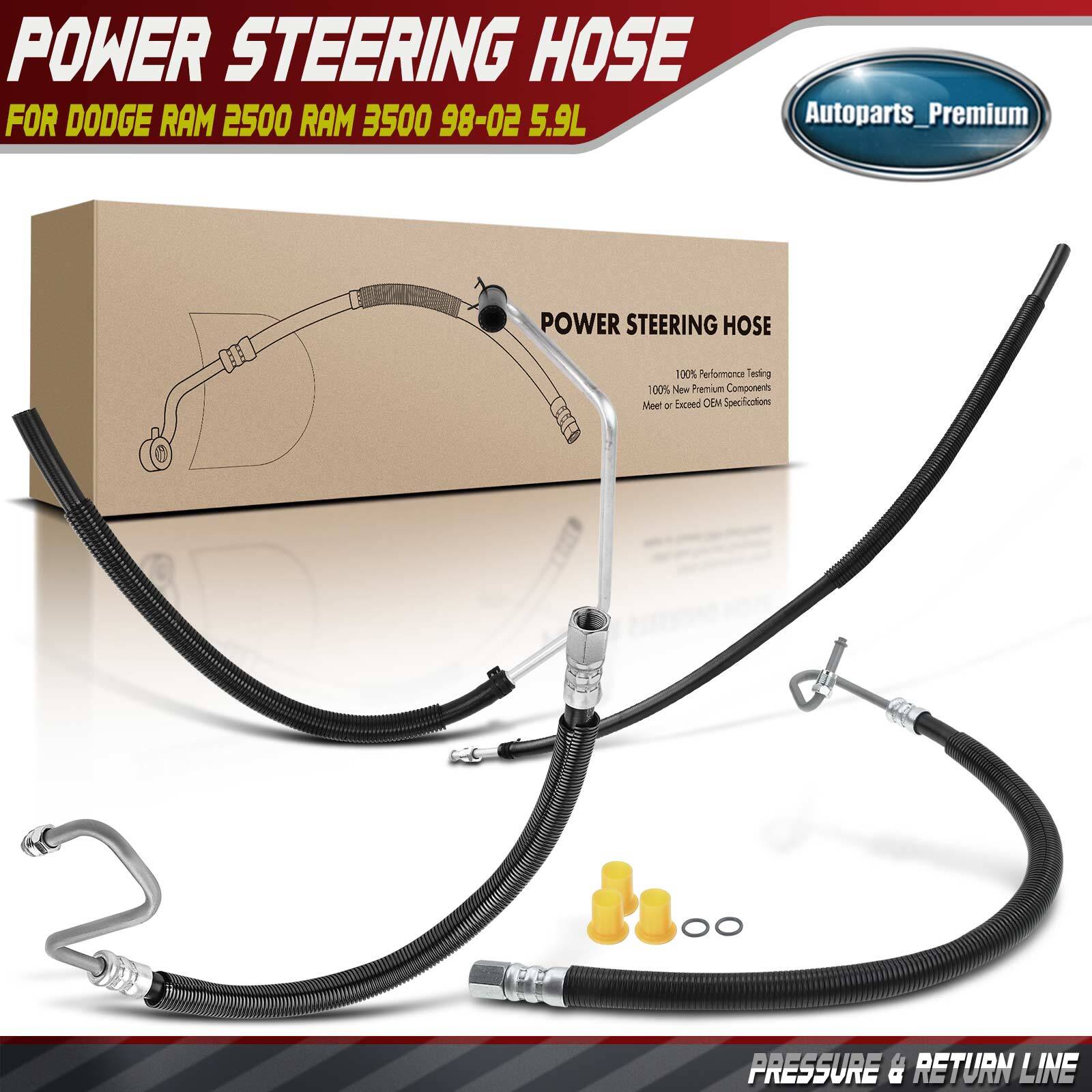 4x Power Steering Pressure & Return Hose for Dodge Ram 2500 Ram 3500 98-02 5.9L