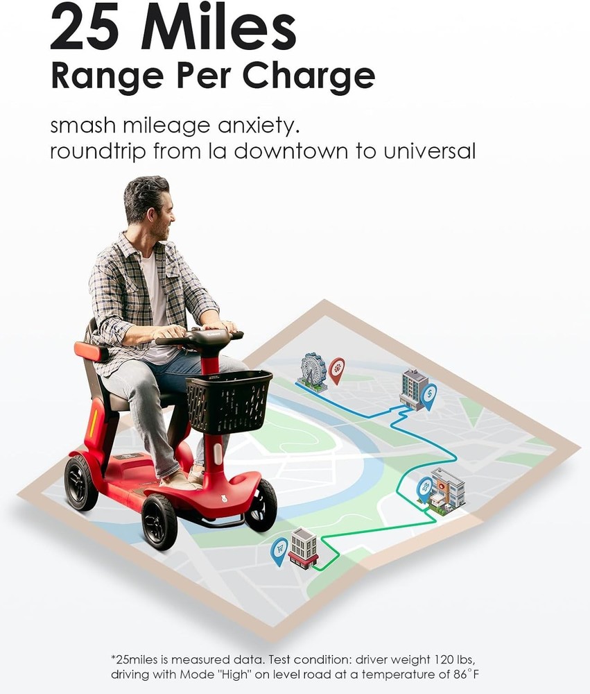 Glashow S3 Foldable Mobility Scooter – 25 Mile Range – Safe & Reliable