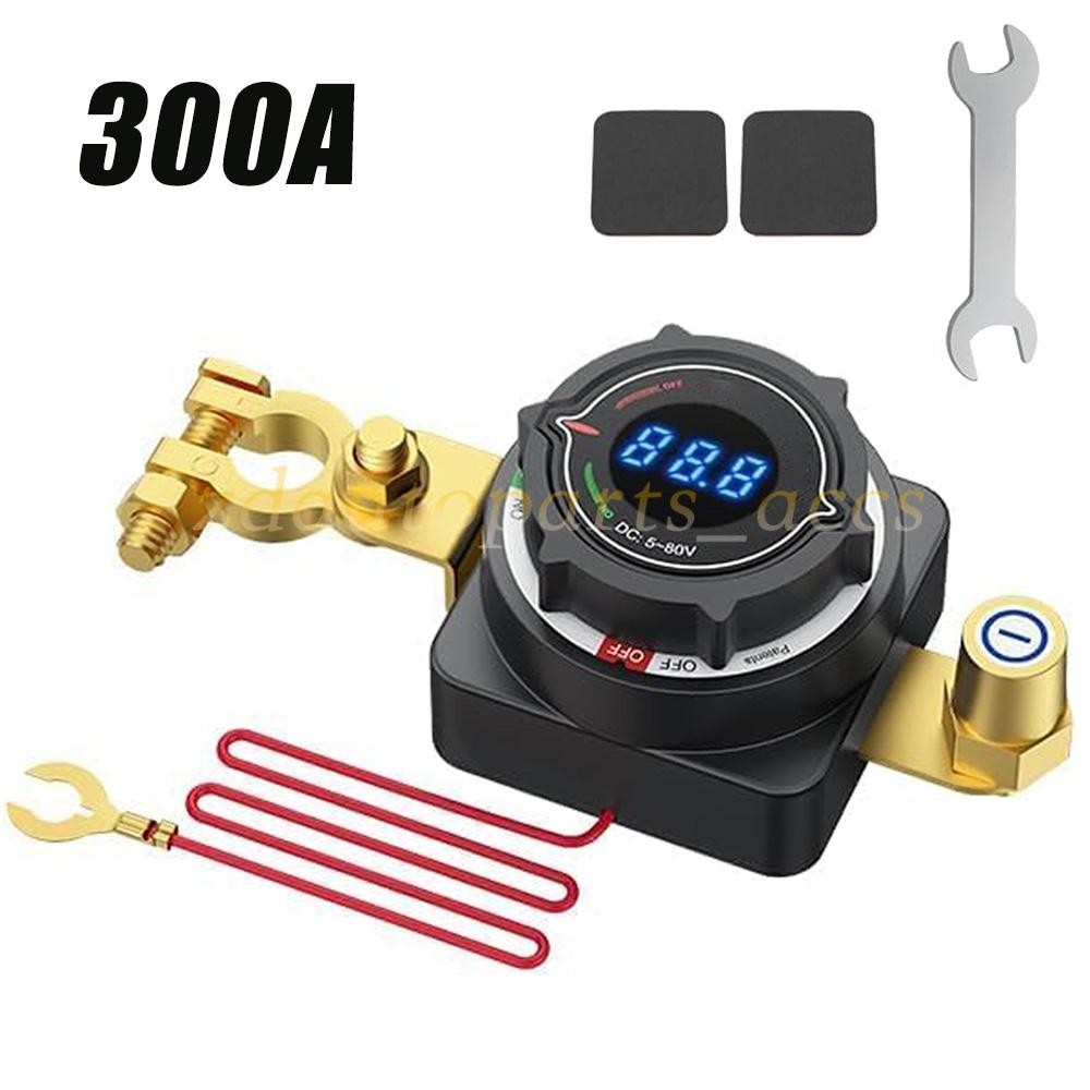 Battery Disconnect Switch, 5V-80V Side Post Battery Switch with Voltage Display