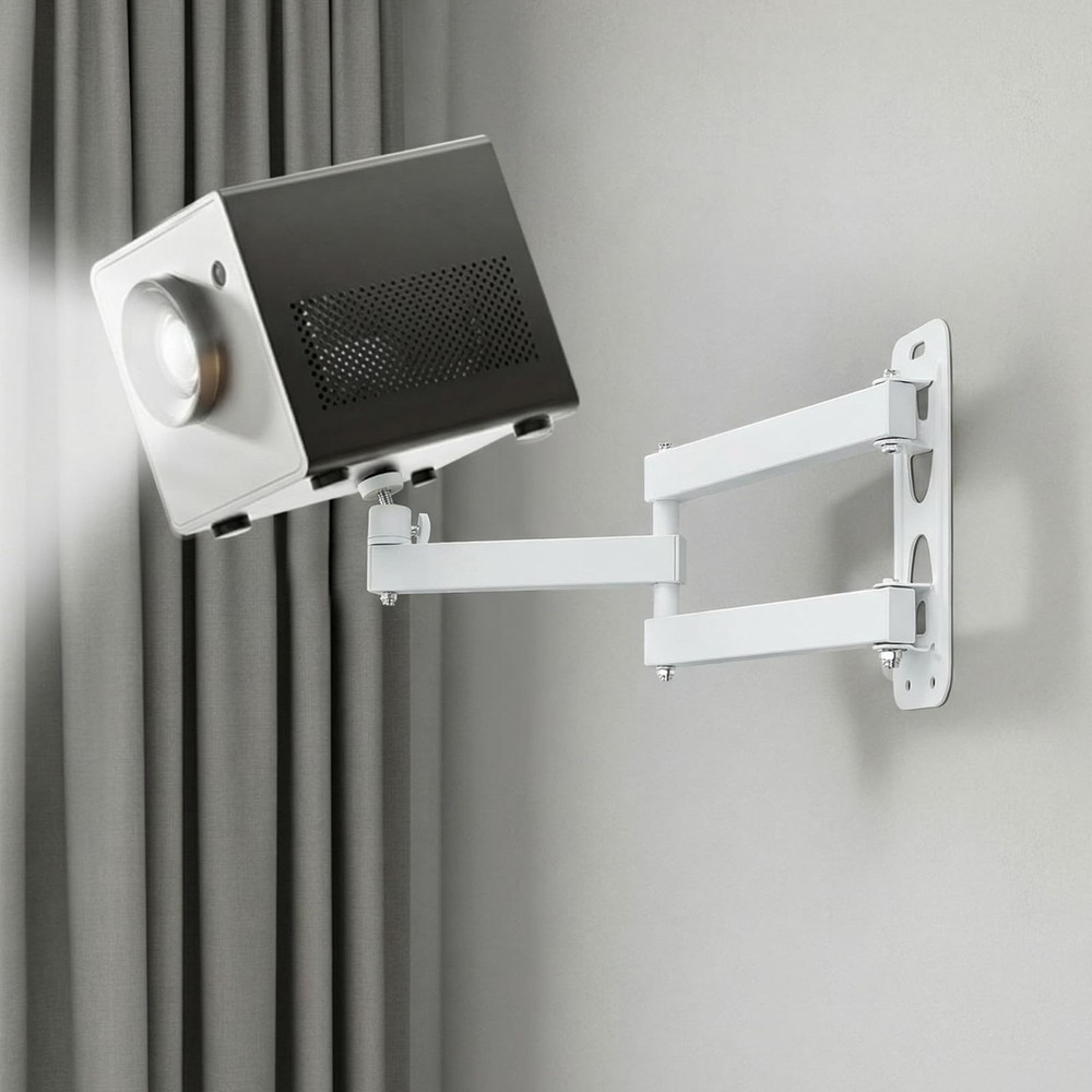 White Foldable Ceiling Projector Wall Mount 360 Rotation Adjustable Bracket