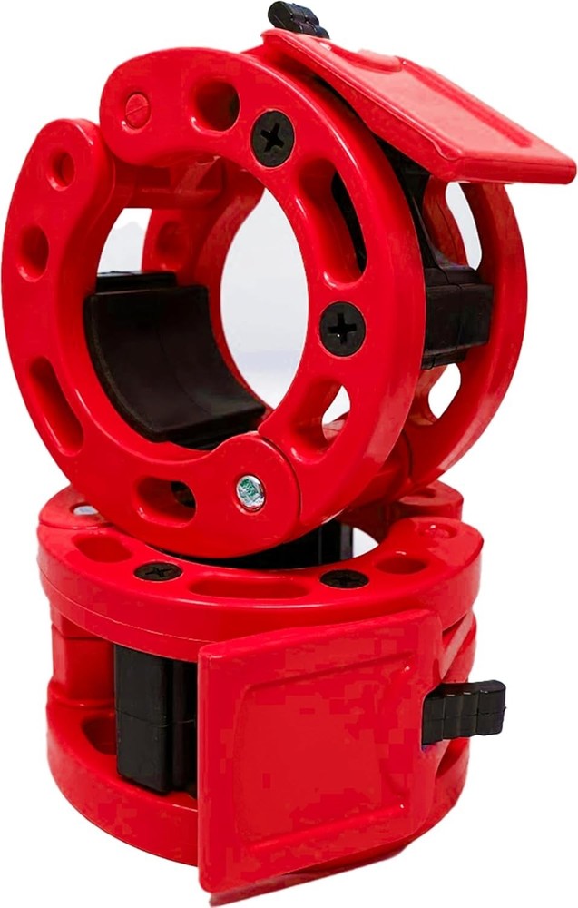 Versatile Weightlifting Barbell Collars - Quick Release 2" Locking Clips in Red