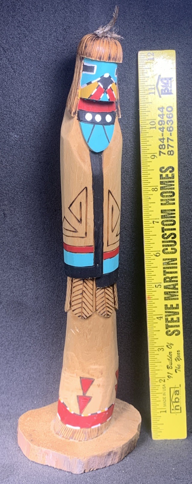 Shalako Kachina (Hopi) By Calvin Tsosie, 12 1/4 Inches Tall! Beautiful! Feathers