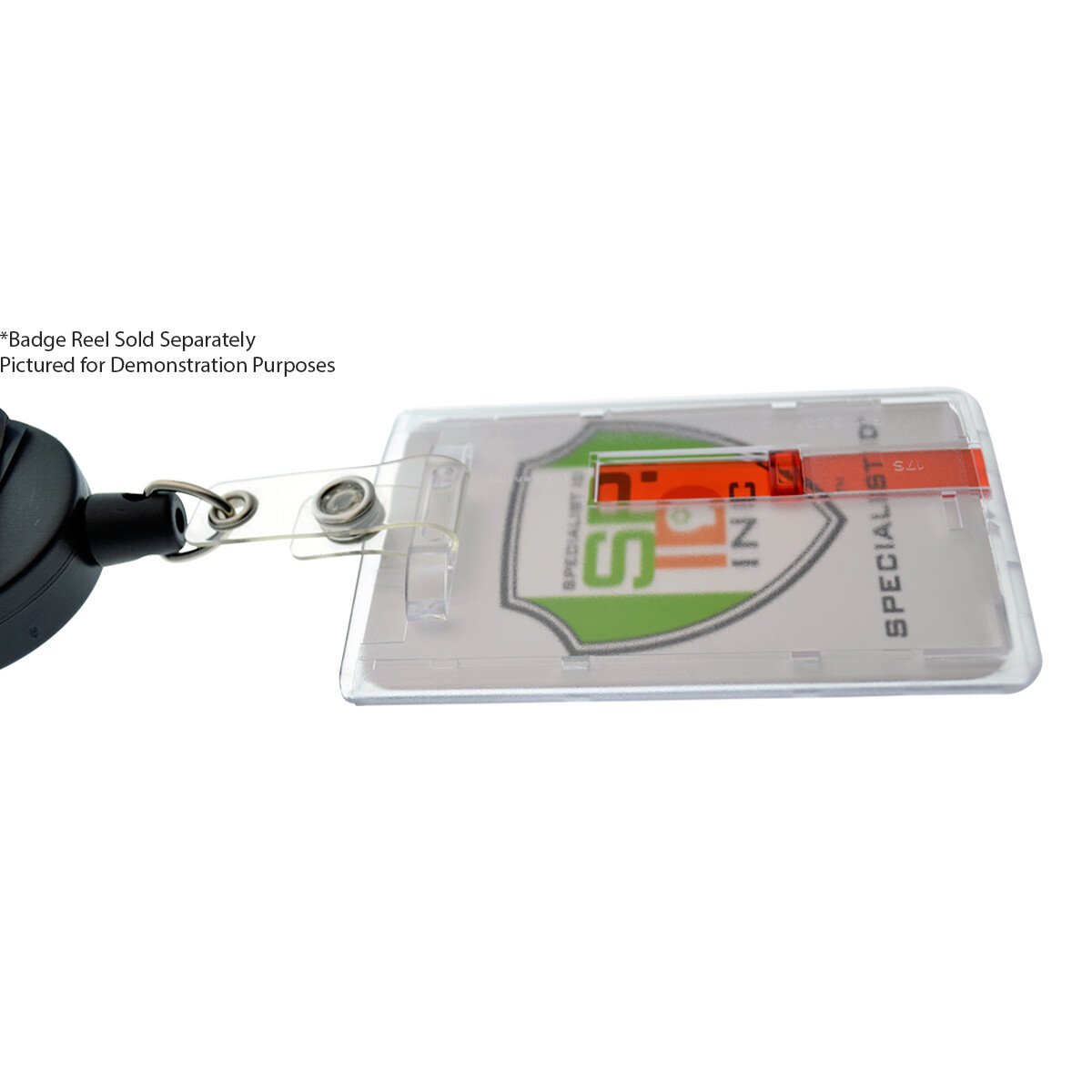 2 Pack -Rigid Hard Plastic Vertical Badge Holder- Slide Out Tab by Specialist ID