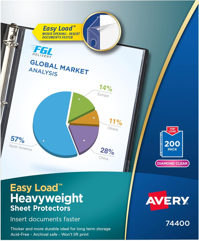 Diamond Clear Heavyweight Sheet Protectors, Easy Load, 200 Document Protectors (