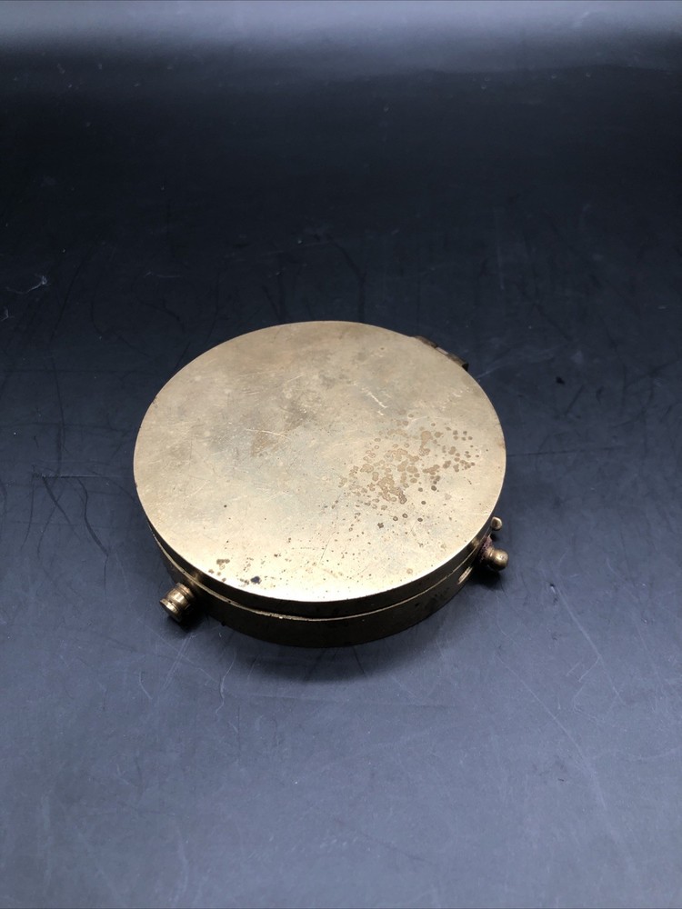Vintage Solid Brass Pocket Compass 3 In Push Button Lock Collector Gift