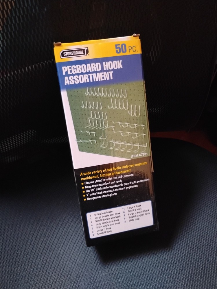 Harbor Freight Pegboard Hook Assortment Kit 50 PCs Peg Board Hooks NEW