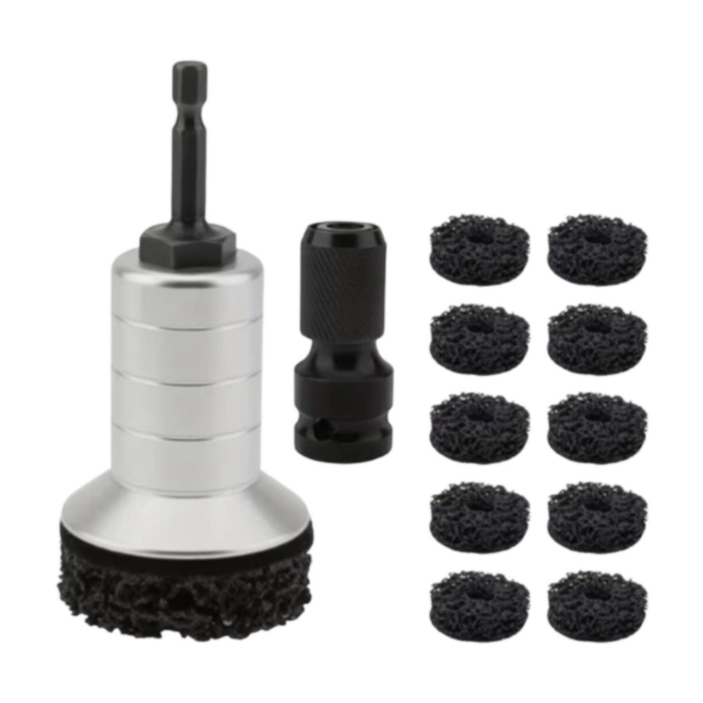 Wheel Hub Cleaning Kit Includes 10 Pads, Holder and Adapter Stud Rust Removal