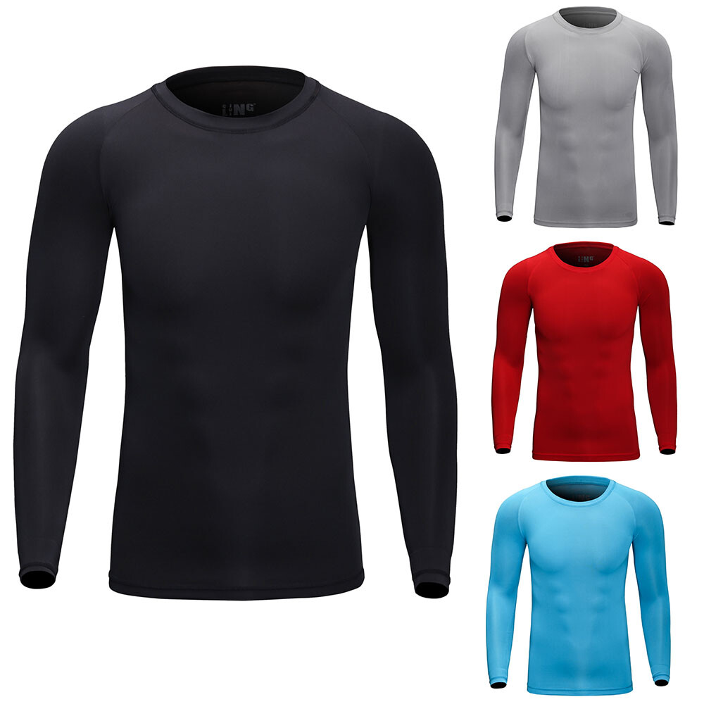 NEW Men Long Sleeve Quick Dry Compression Shirt Gym Tops Under Base Layer Tights