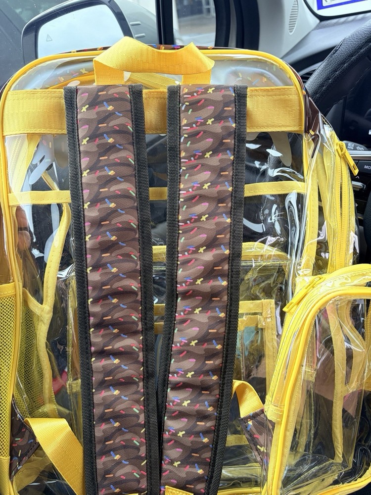 Plate Crate Baseball Backpack Clear Yellow Sprinkles Design Adjustable Straps