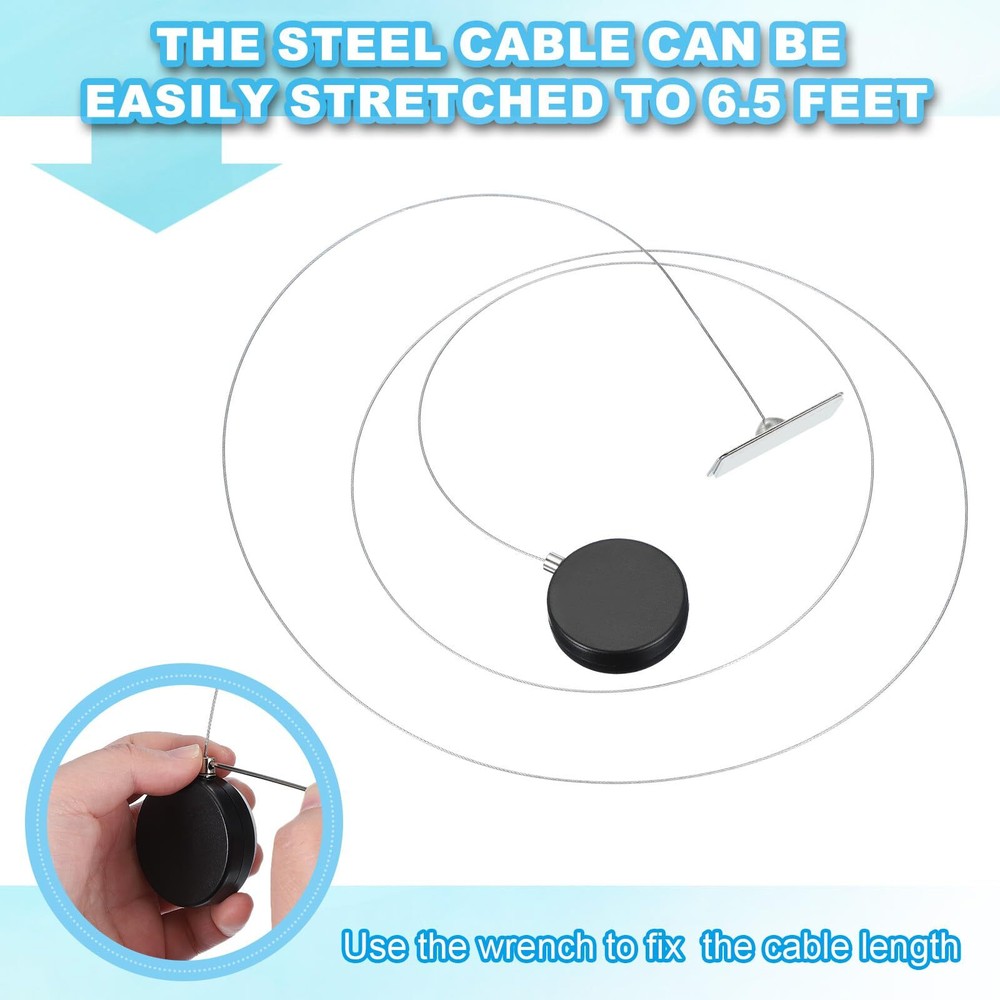 3.3 Ft Retractable Remote Control Tether 2 Pcs Round Security Cable Lanyard L...