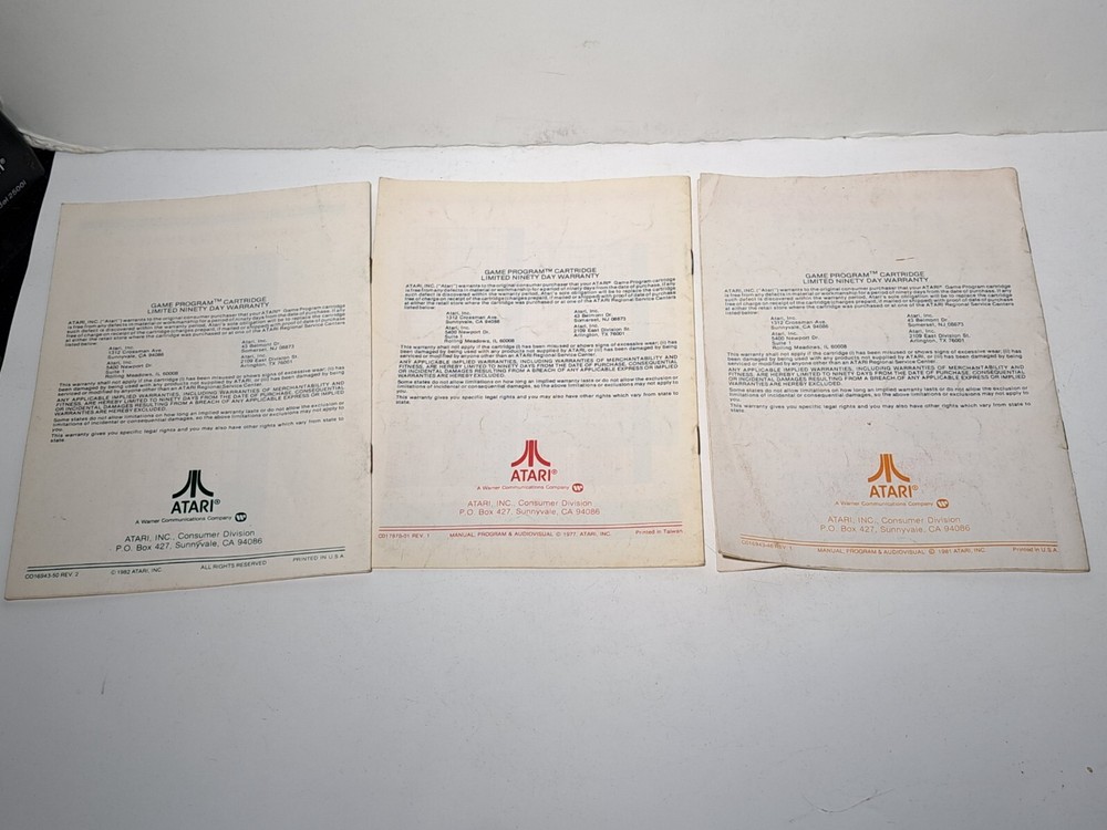 3 VINTAGE ATARI GAME PROGRAM INSTRUCTIONS PAC-MAN,COMBAT & BERZEK 1977 - 82