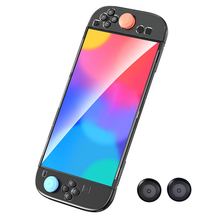 For Switch 2 TPU Diamond Pattern Split Protective Case + 4x Rocker Caps Set