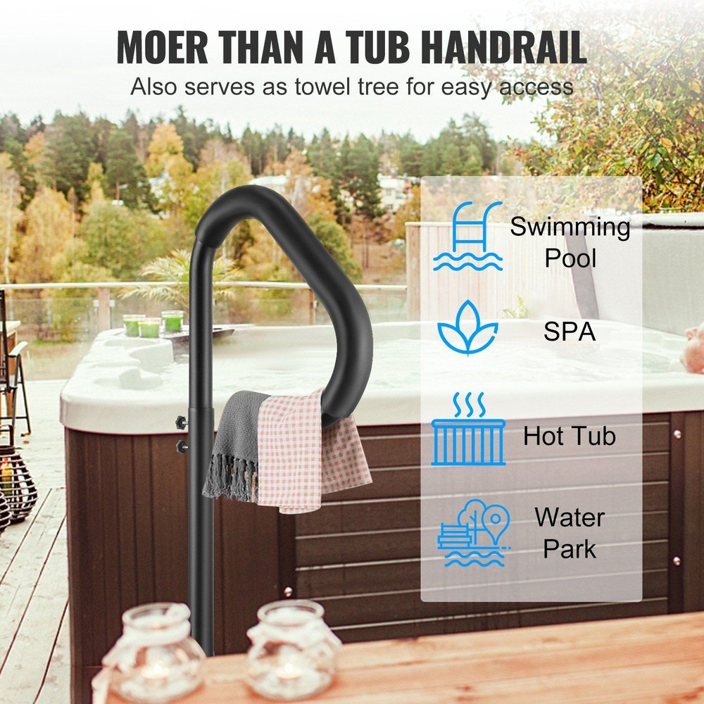 Spa Step Handrail 600LB Capacity 360 Rotatable Adjustable Height Rust-Proof