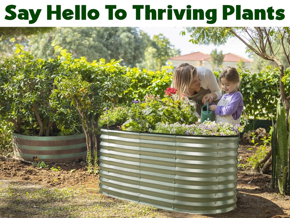 Plant & Plot Galvanized Raised Garden Beds Outdoor // 4×2×2 ft Planter