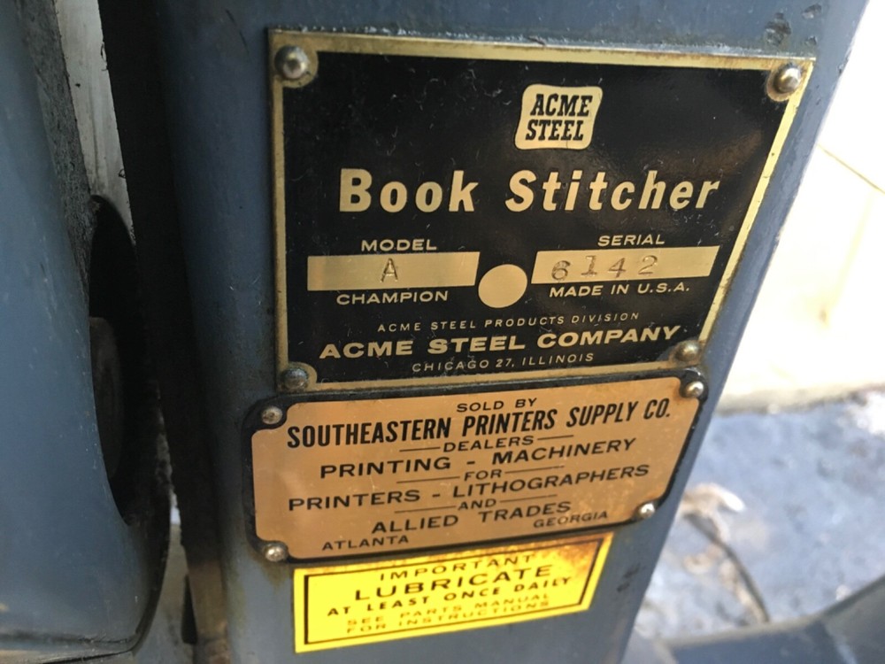 Acme Steel Stitching Machine Book Stitcher Model A champion