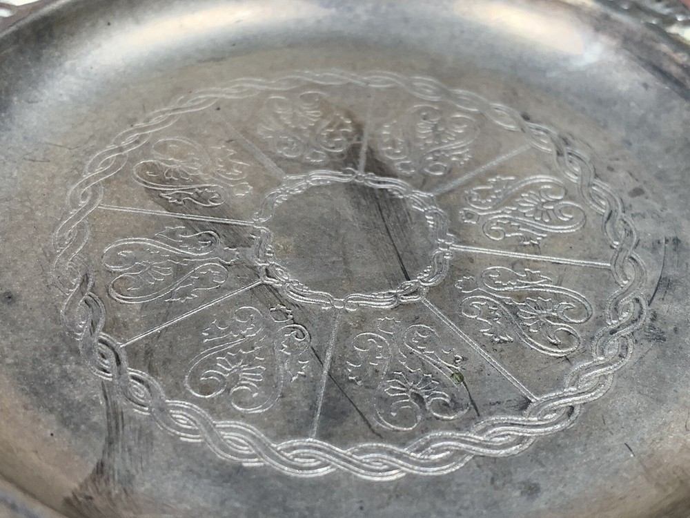 Silver Plated Trinket Dish/Ash Tray/Coaster, Etched, 4", Made In Italy