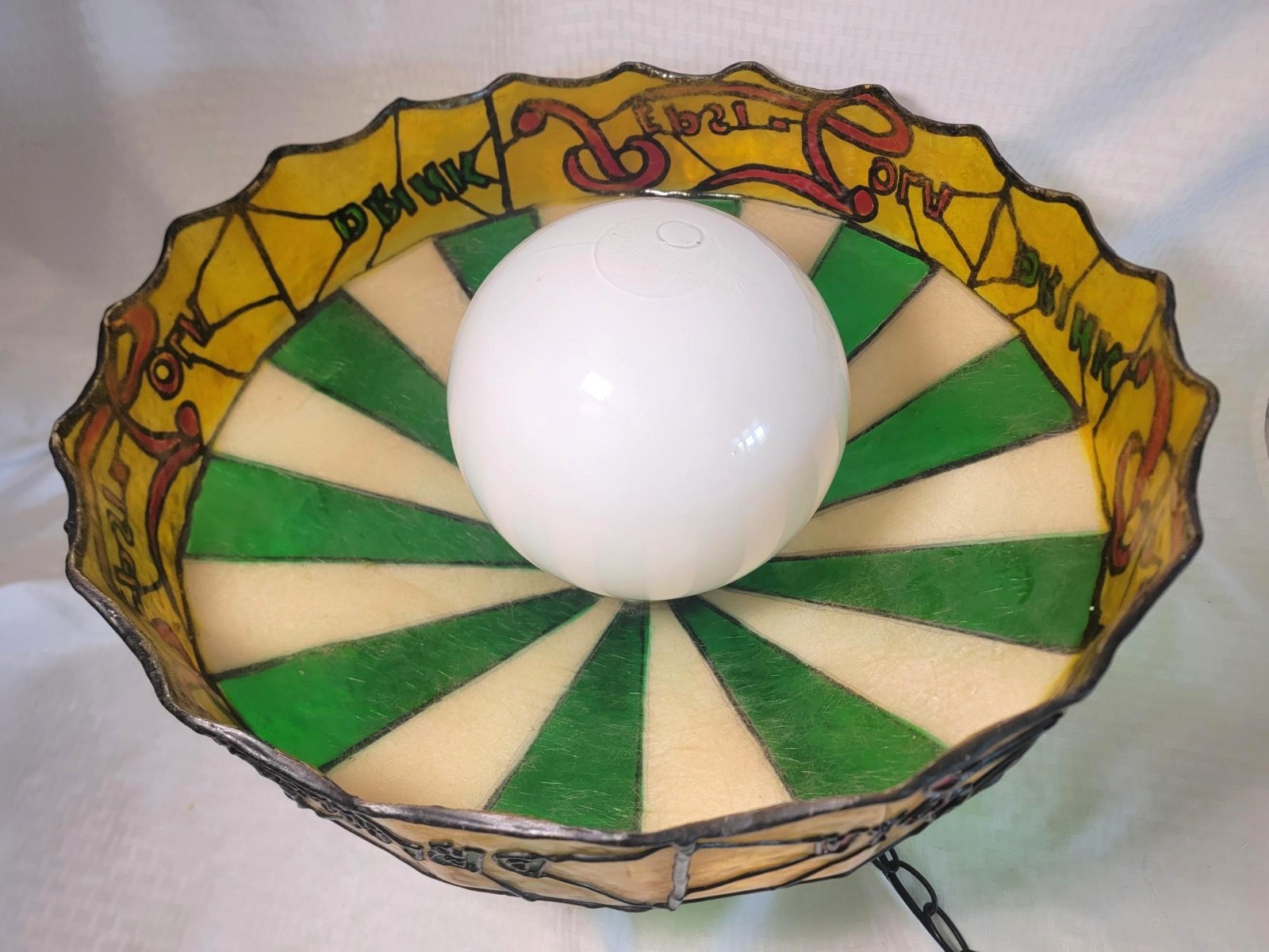 Vintage Pepsi Faux Stained Glass Resin / Plastic Hanging Light Lamp - VGC