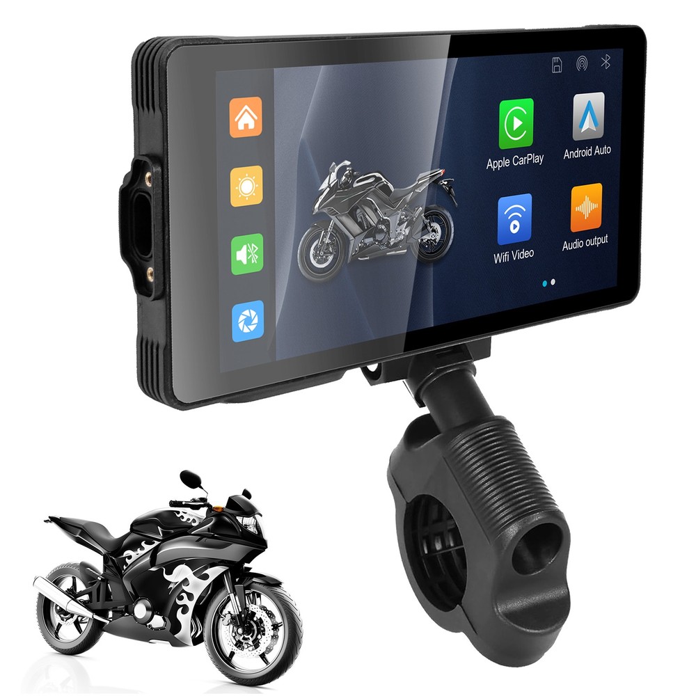 5.5" Motorcycle GPS Navigation Touch Screen Wireless CarPlay Android Auto Cam