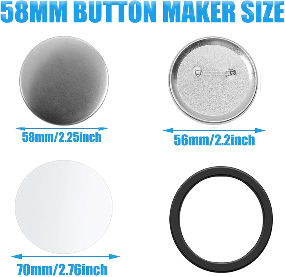Button Maker Supplies, 100 Sets 58Mm/2.25 Inch Pin Making Kit for Button Maker M
