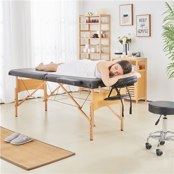 2 Sectional Folding Portable Massage Table with Face Cradle Armrests, Used