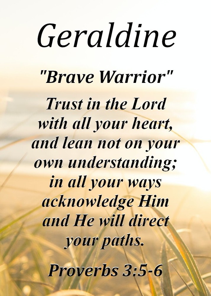 Geraldine "Brave Warrior" Keepsake Name Meaning Card Bible Verse