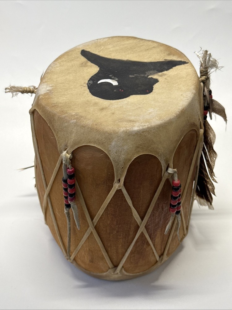 HAND CRAFTED RAWHIDE DRUM- 8” Diameter, 10.5” Tall