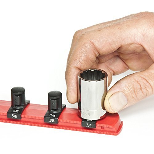 Ernst 8412M 8 Magnetic Socket Organizer with 7 Socket Clips - Red - 1/2