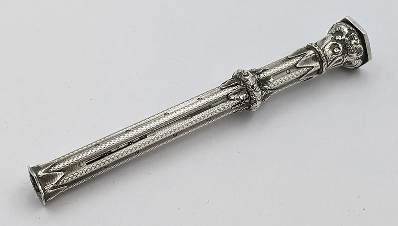 FINE VICTORIAN SOLID SILVER SEAL PROPELLING PENCIL c1880