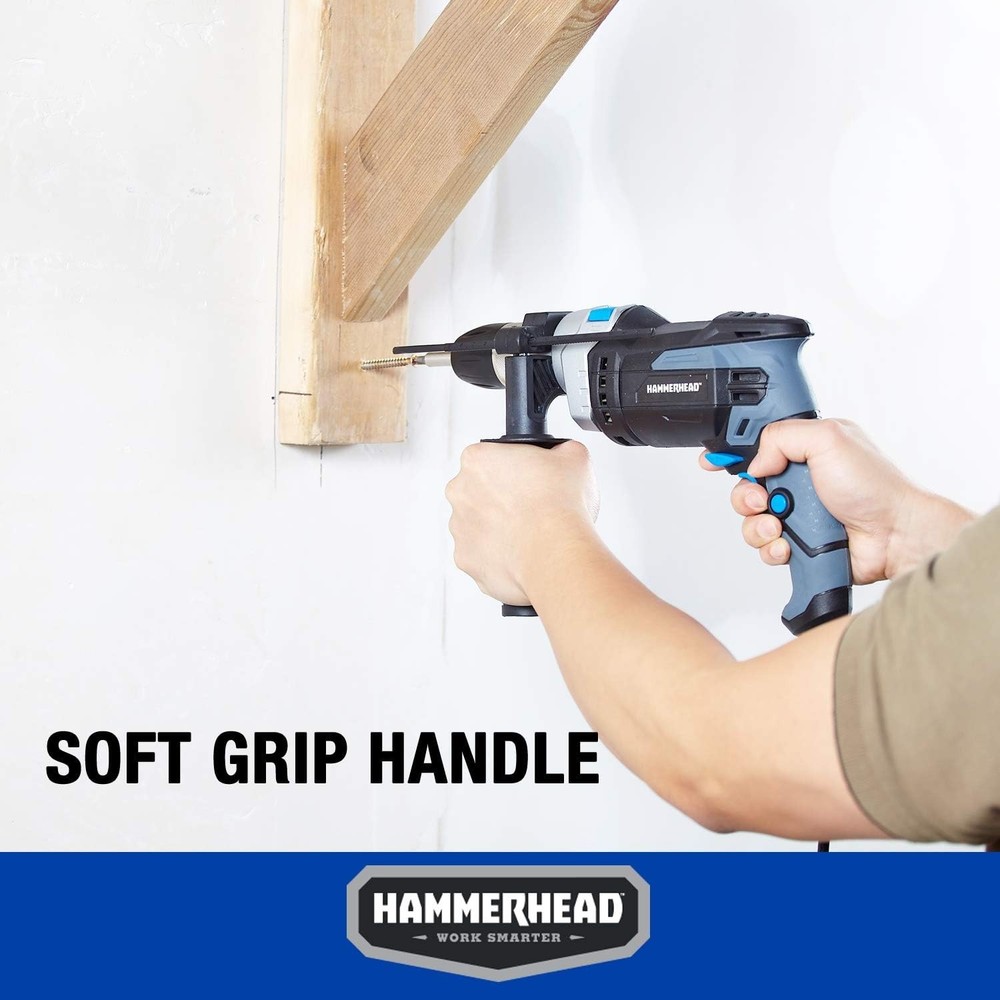 Powerful 1/2 Inch Electric Hammer Drill with Variable Speed & Bits Kit