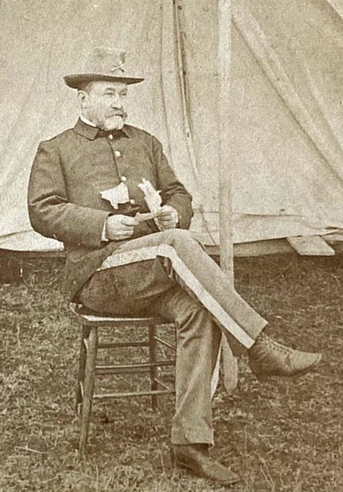 CIVIL WAR  U.S. GRANT'S SON COL. FRED D. GRANT CMDG. 14TH REGT STEREO PHOTO 1898