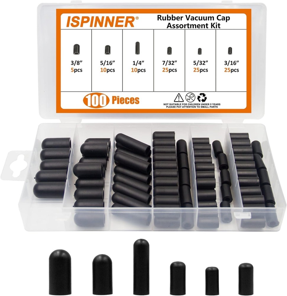 100PCS Carburetor Vacuum Rubber Cap Kit | Intake Line Plug Assortment