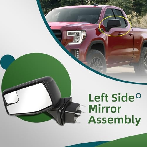 Driver Left Side Mirror Assembly Compatible with 2019-2023 Silverado and