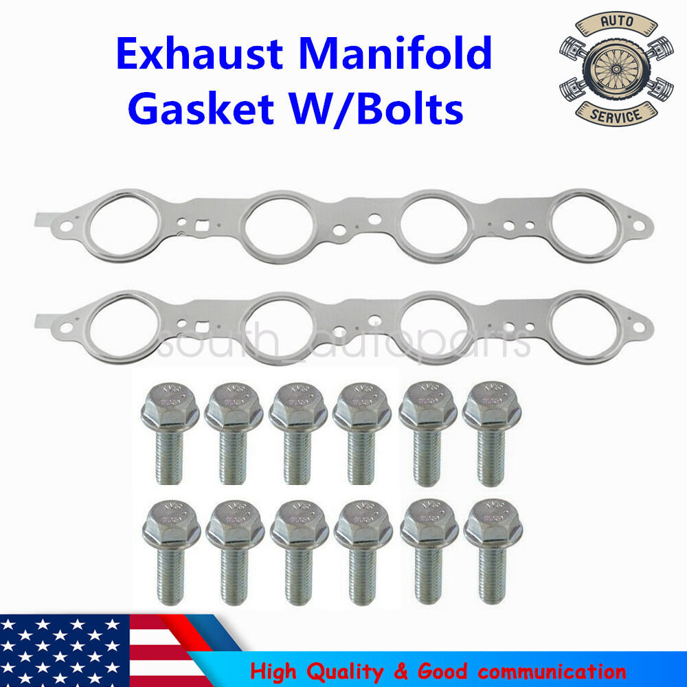 LS MLS Exhaust Manifold Header Gasket Pair W/Bolts For LS1 4.8 5.3 5.7 6.0 6.2L