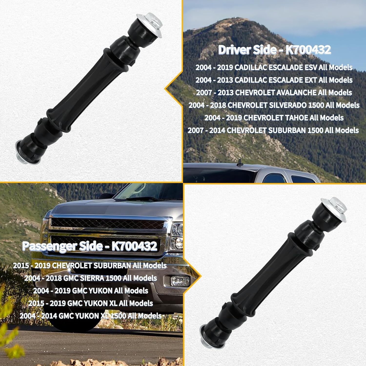 2x Front Sway Bar Link for Chevy Silverado Sierra 1500 2007-2016 Tahoe GMC Yukon