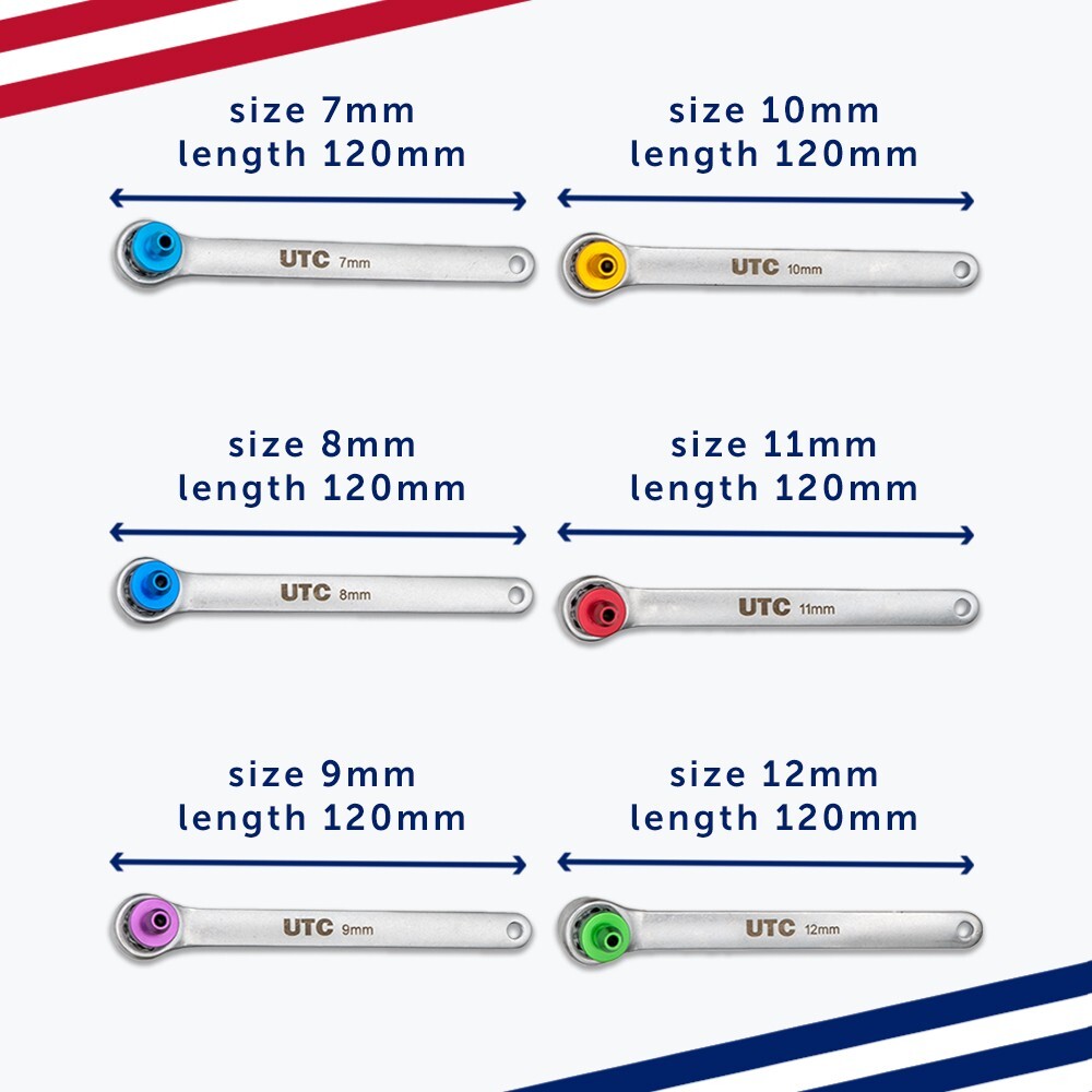 Brake Clutch Bleeding Tool Set Wrench Spanner Set Colour Coded 7mm - 12mm