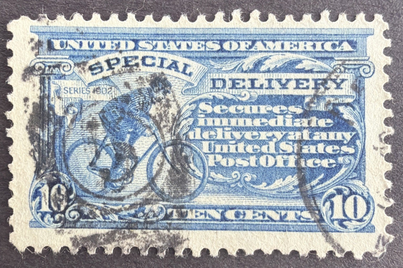 US 1917 Sc# E11 Used Stamp 10c Special Delivery Bicycle Messenger