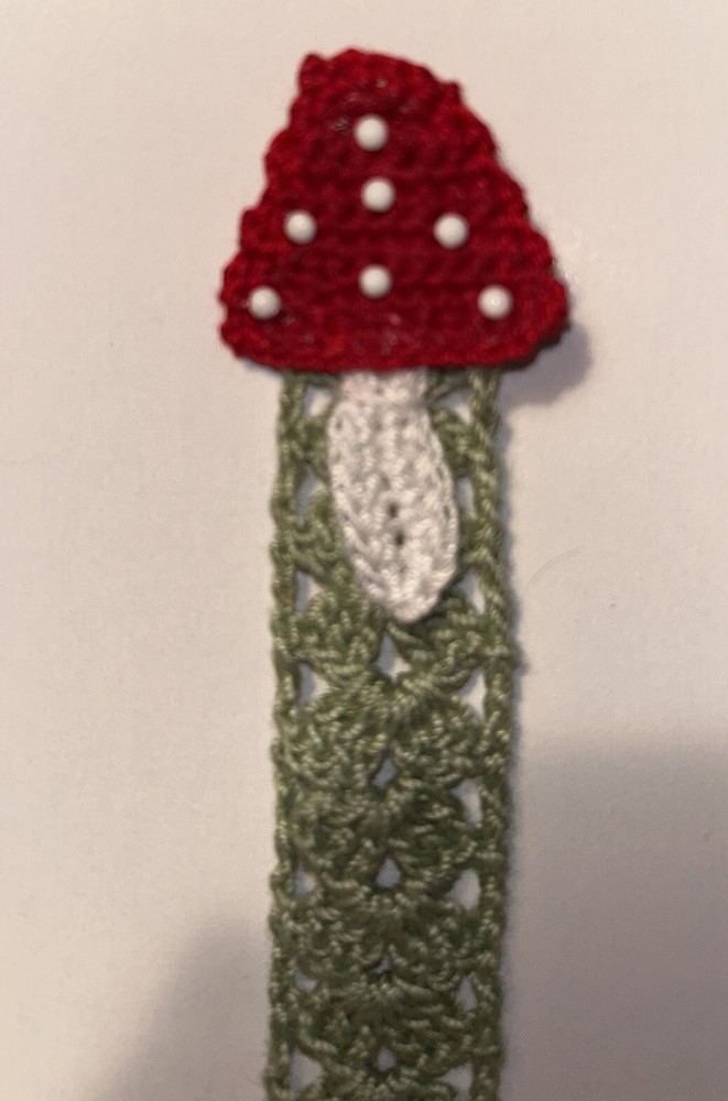 Crocheted Mushroom Bookmark