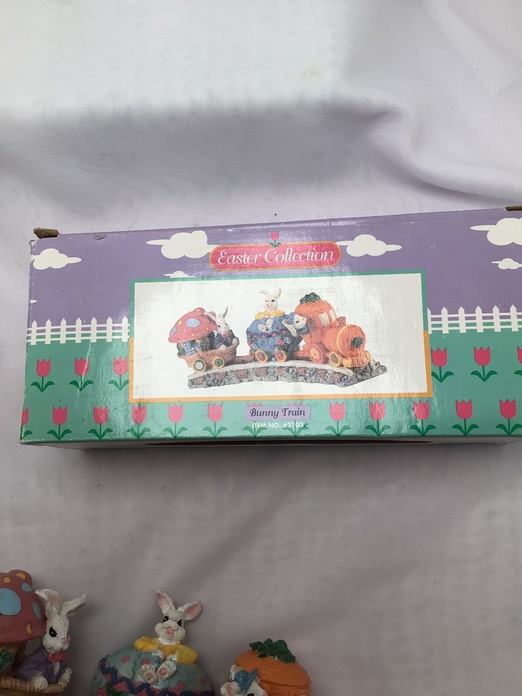 Vntg Easter Collection Mini Easter Bunny Train Spring decor 1995 item no. 62105