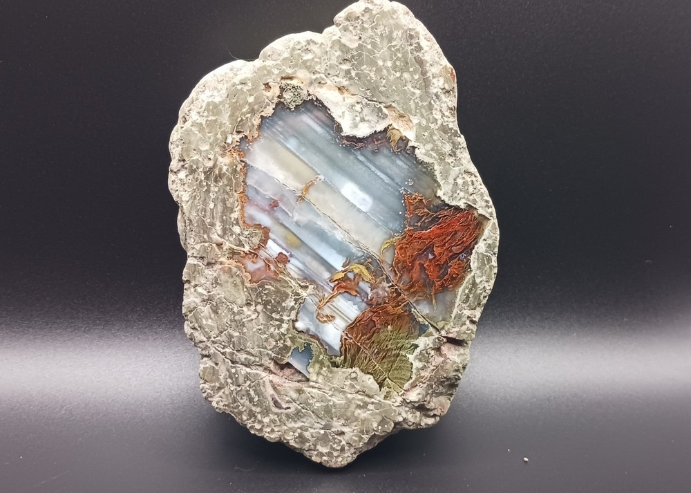 Polished Plume Agate Thunderegg Half (Oregon)