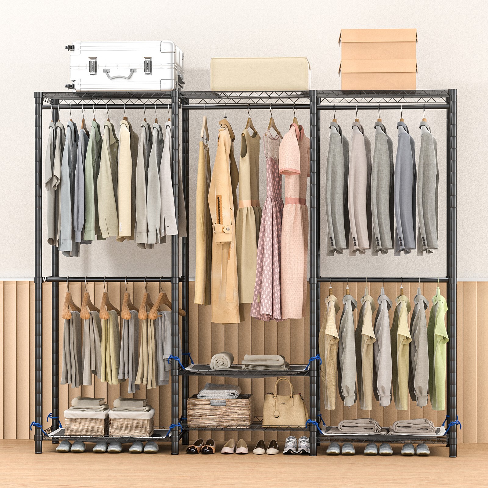 Heavy Duty Garment Rack Large Clothes Rack Freestanding Closet Clothing Shelves