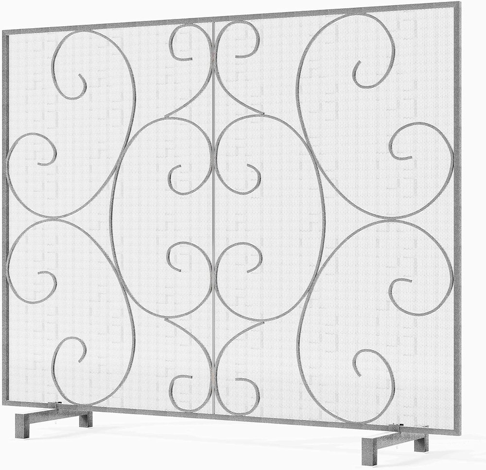 Single Panel Decorative Fireplace Screen Stand Alone Cover Handcrafted Durable