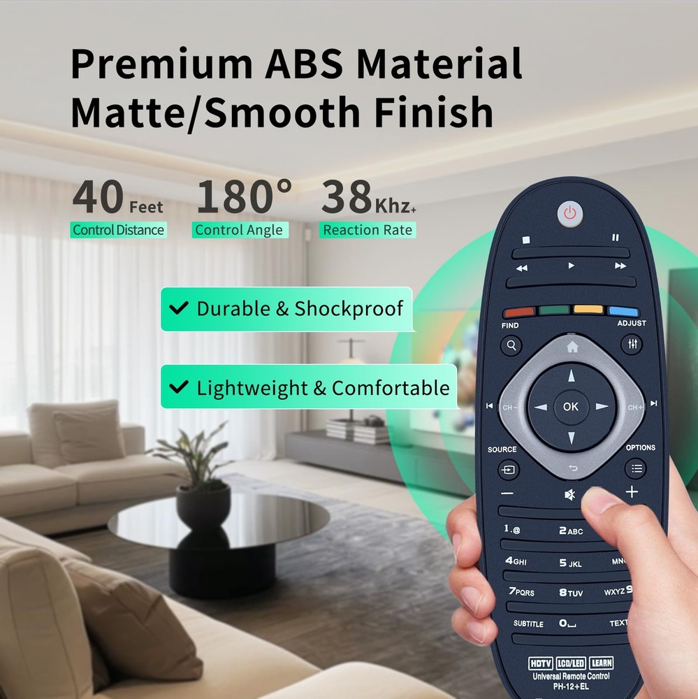 Replacement for Philips-Smart-TV-Remote-Control, Universal Smart Remote BLACK