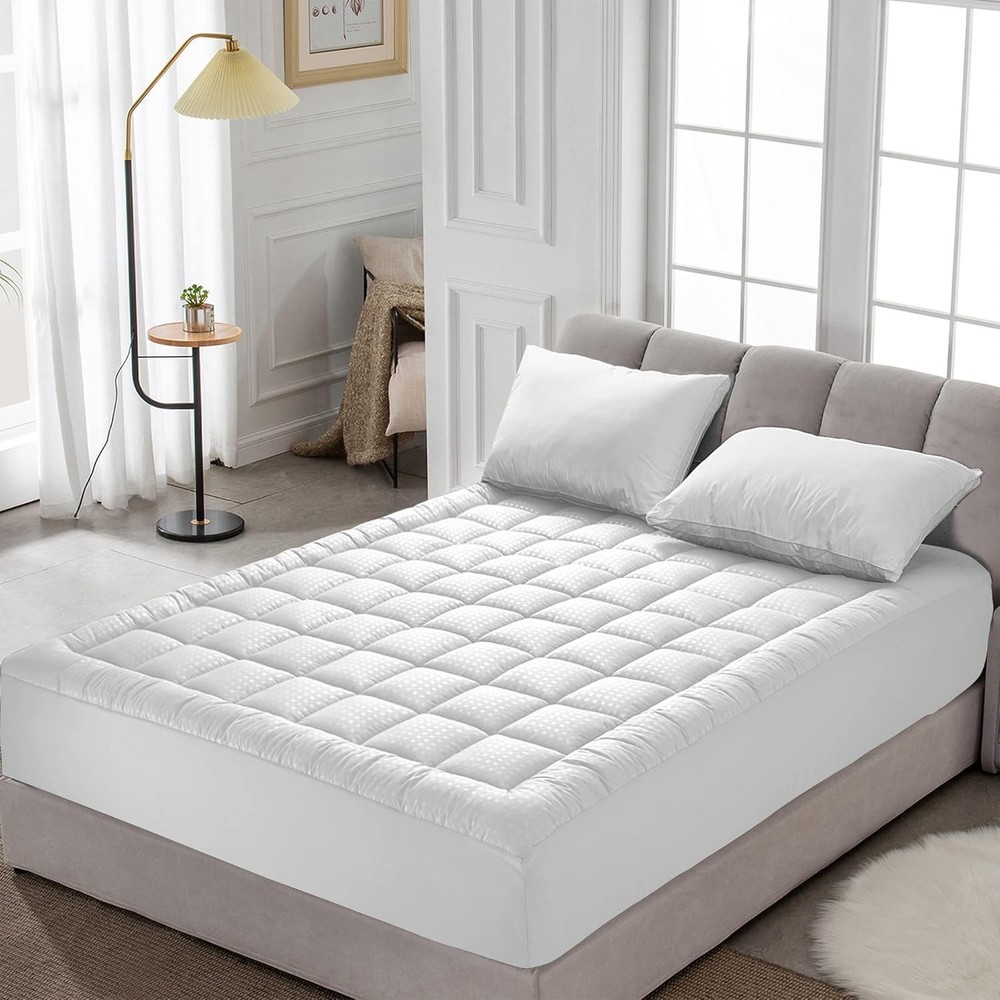 King Fitted Mattress Pad - Cooling Quilted Protector with Soft Microfiber Touch