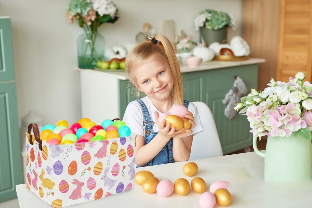 Sanjiaofen Rectangular Easter Baskets, Kids Easter Basket Organizer.Cute Stor...