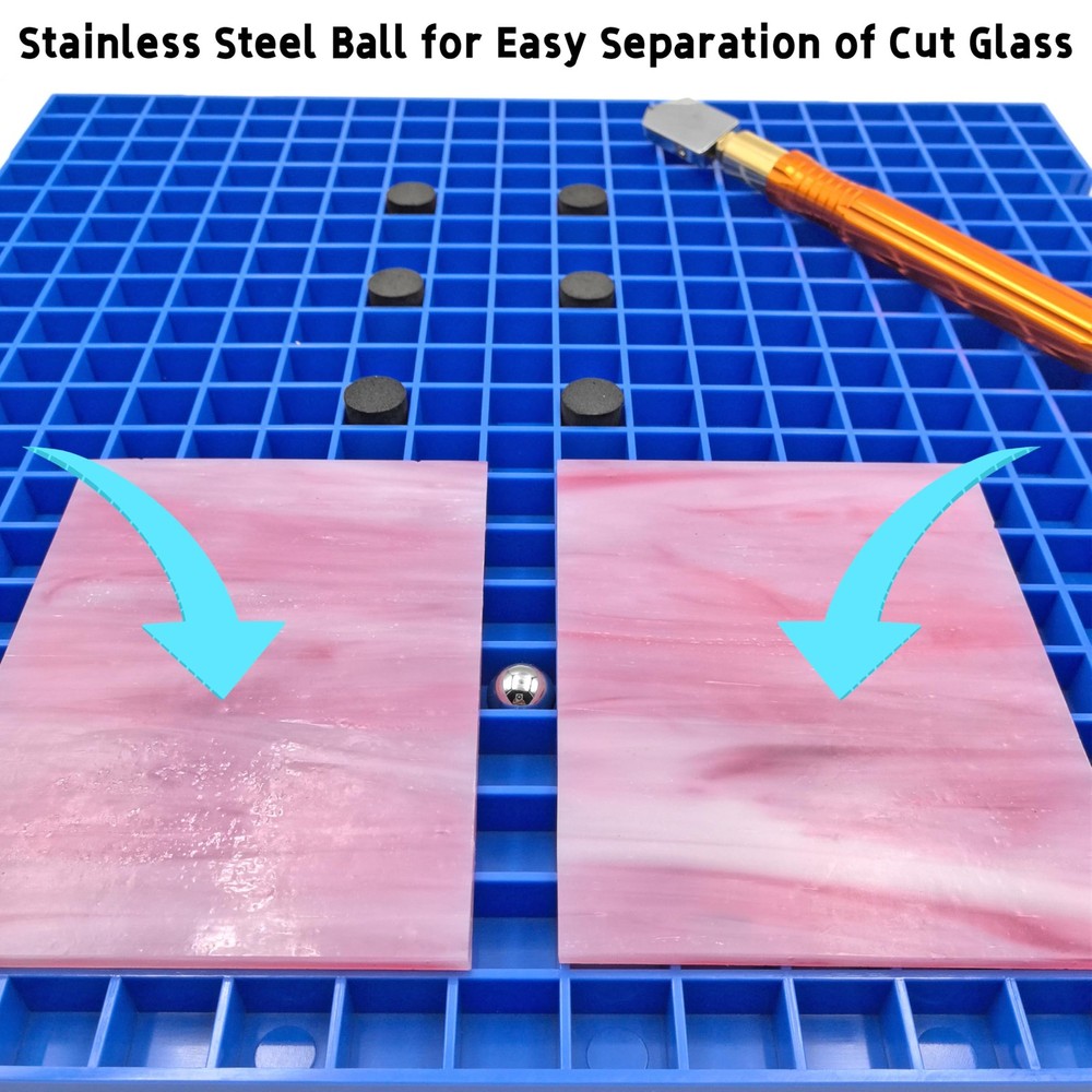 Stained Glass Cutting Mat, Solid Bottom Plastic Grid, 12"L x 12"W, 1Pack Blue