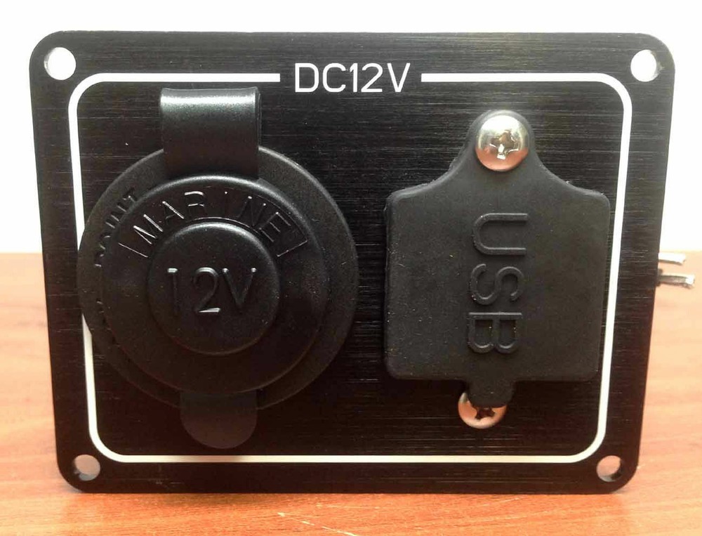 WEATHERPROOF MARINE CIGARETTE SOCKET PANEL WITH ONE USB DUAL POR