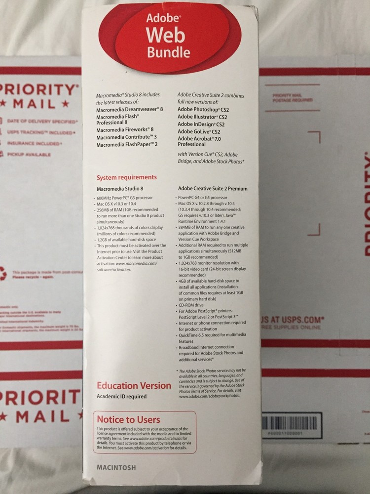 Adobe Creative Suite 2 Premium Macromedia STUDIO 8 Adobe Web Bundle For Mac
