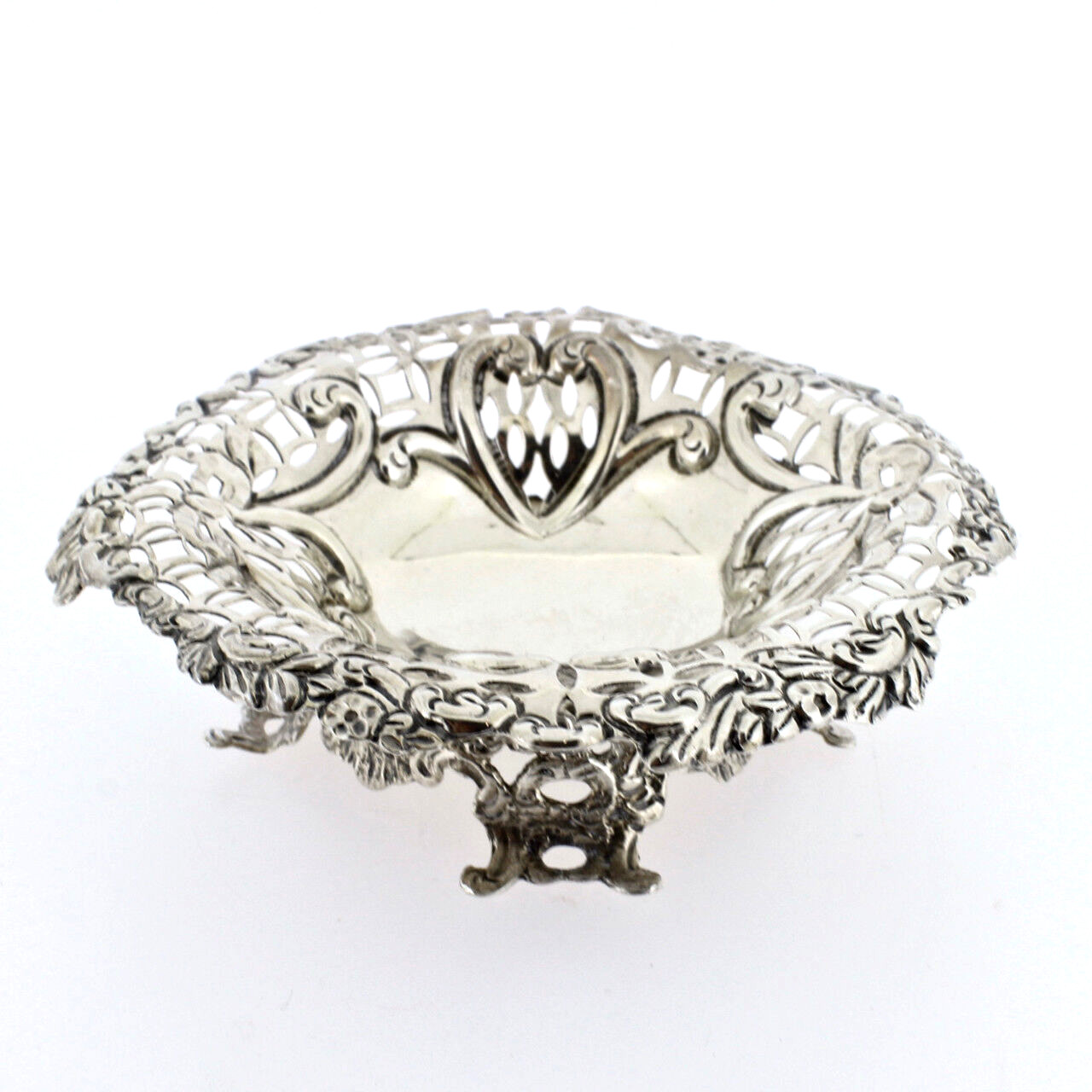 Antique English Sibray Hall & Co. 1892 Sterling Silver Sweetmeat Bon Bon Dish